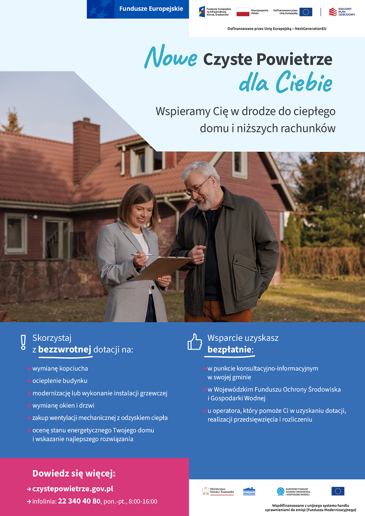 Nowe „Czyste Powietrze” dla Ciebie. Wspieramy Cię w drodze do ciepłego domu i niższych rachunków. Skorzystaj z bezwzrotnej dotacji. Wsparcie uzyskasz bezpłatnie