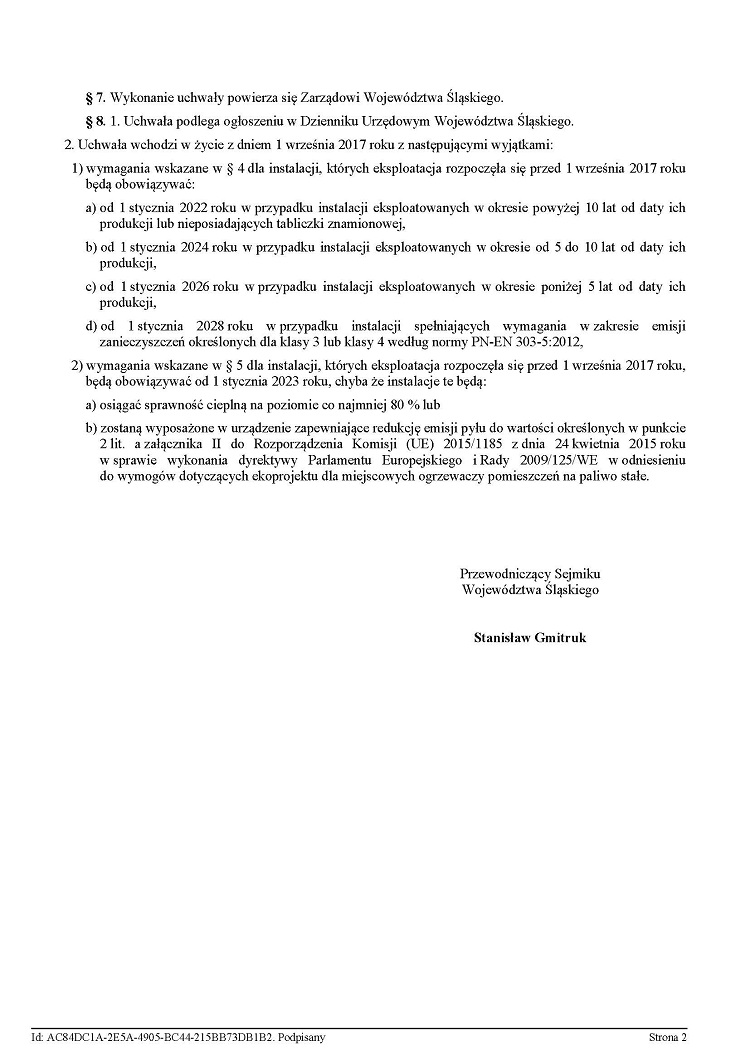 Uchwała antysmogowa Sejmiku Województwa Śląskiego z dnia 7 kwietnia 2017 roku (strona 2)